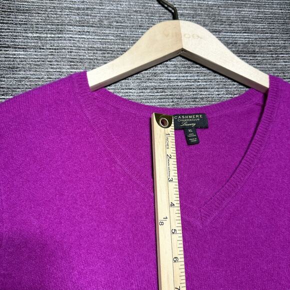 Charter Club Cashmere Luxury Women's XL Purple V Neck Pullover - Picture 7 of 16
